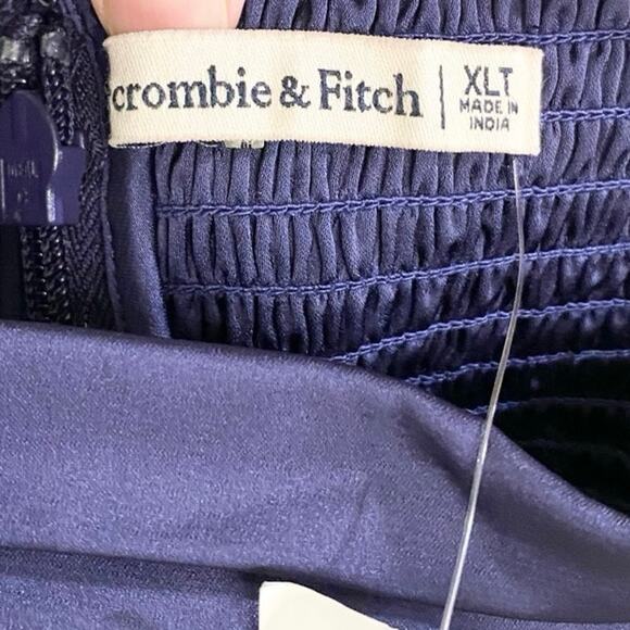 Abercrombie & Fitch Emerson Drop Waist Satin Mini Dress In Blue XL Tall NWT - Picture 6 of 10